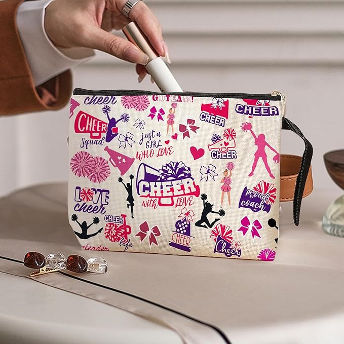 Cheerleading Gifts Cosmetic Bag Cheer Makeup Bag Cheer Stuff Cheerleading accessories for Girls Cheerleader Gift Cheerleader sister gifts Birthday Gifts for Teens Girls Girlfriend