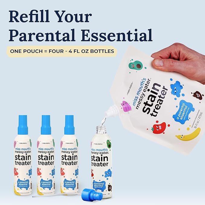 Miss Mouth's Messy Eater Stain Treater - 16oz Spray and 16oz Refill Pouch