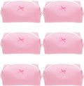 PAZIMIIK 6PCS Cozy Makeup Bag Small Aesthetic Travel Zipper Cosmetic Pouch for Women Make Up Beauty Accessories Brushes, Stripe Hotpink