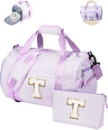 Trendy Stuff for Tweens, Girls Travel Duffle Bag, Kids Initial Overnight Duffel Bags with Shoe Compartment, Personalized Dance Bag with Cosmetic Pouch, Gift for Teenager (Letter T)