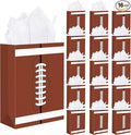 durony 16 Pieces Football Gift Bags with Handles Football Party Favor Bags Paper Treat Bags Football Goodie Bags Candy Snack Bags Football Theme Party Decorations for Birthday Party Supplies