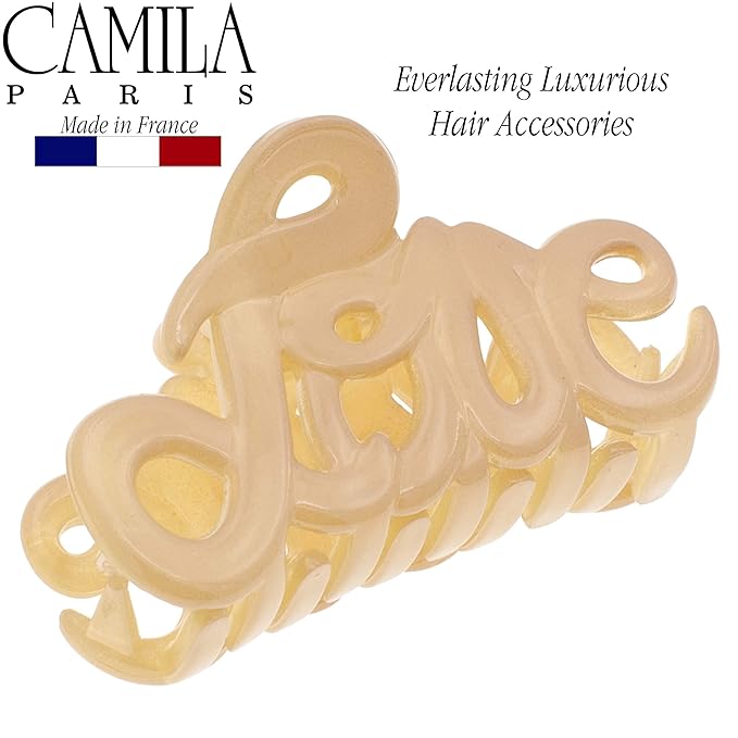 Camila Paris CP3045 French Hair Clip for Women, 2 inch Girls Hair Claw Clips Jaw Ivory Fashion Durable and Styling Hair Accessories for Women, Strong Hold No Slip Grip, Made in France
