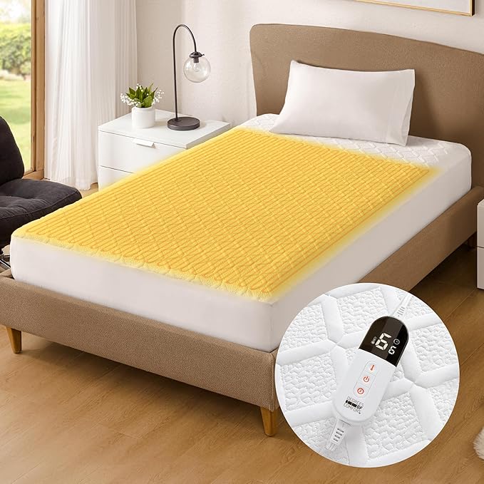 Twin Size Heated Mattress Pad - Degrees of Comfort Electric Bed Warmer with Single Controller, 6 Heating Levels, 10-Hour Auto Shut-Off, Breathable Air-Layer, 39"x75"