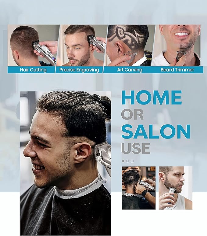 Professional Cordless Hair Clippers for Men, Trimmers Set and Barber Clippers for Haircut, Beard Trimmer Kit with LCD Display, Grooming Set, Rechargeable Hair Cutting Machine for Family