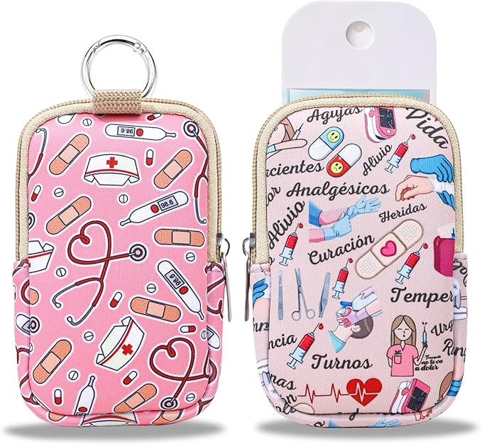 COOKOOKY 2 Pack Hand Sanitizer Spray Case Compatible with Touchland, Hand Sanitizer Holder, Mini Zippered Pouch, Small Makeup Bag for Women Friends Girls Gifts Idea