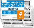 LotFancy 12x24x1 Air Filter MERV 13 4-Pack, Electrostatic Pleated HVAC Furnace by LotFancy