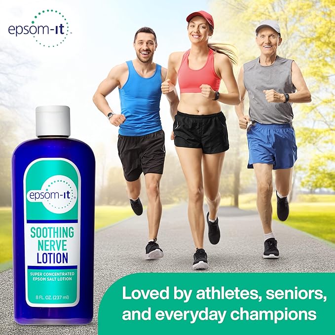 Epsom-It Soothing Nerve Lotion - Epsom Salt Magnesium Lotion, Topical Magnesium Cream with Capsaicin & Arnica to Provide Comfort for Legs, Knee and Feet, 8.0 oz.