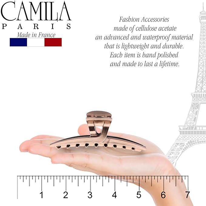 Camila Paris CP2597 French Hair Clip for Women, Narrow, Strong Hold Grip Double Teeth Girls Hair Claw Clips Jaw, Fashion Durable Styling Hair Accessories for Women, Made in France