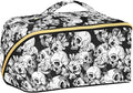 Makeup Organizer Bag, Skull and Flowers Travel Makeup Bags Makeup Vanity Case Large Capacity Rhombus Cosmetic Toiletry Bag for Girl Women Ladies