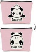 Panda Gifts Pink Makeup Bag,Gifts for Panda Lover Wonmen Girls,Cute Baby Panda Guess What It's Pug Butt Cosmetic Bag,Makeup Case for Teen Girls Daughter, Panda Accessories