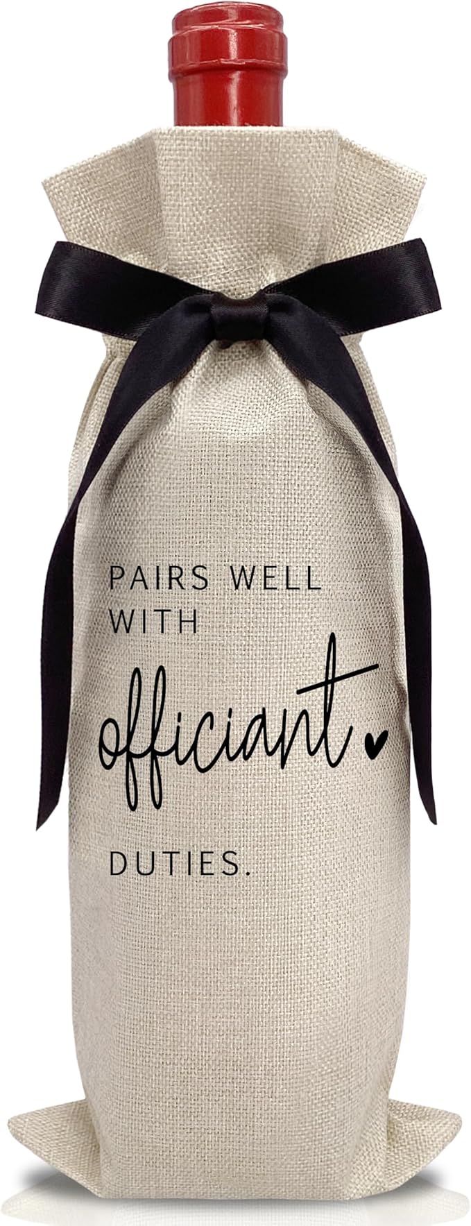 RYIGYWE 1 PCS Black Bow Ribbon Ideas Engagement Gift Wine Bag - Bride to Be Gifts for Bridesmaids Bride Groom Couples Her Him Officiant Gift for Getting Married Engagement Bridal Shower - A57