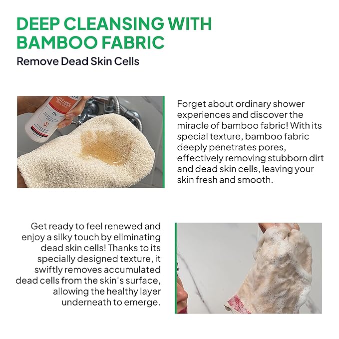 Complete Rejuvenating Shower Routine, Body Renewal Set with Double-Sided Exfoliating Pad, Anti Cellulite Scrub and Multi-Peptide Body Wash, Smooth, Firm, Youthful Skin