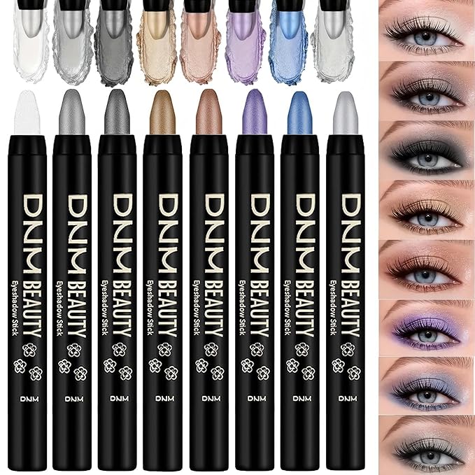 Colorful Shimmery Eye Shadow Stick Glittering Eye Shadow Stick Set with Retractable and Waterproof Eyeshadow Pencil for Long-Lasting Makeup Eyeshadow (Type A 8 Pcs)