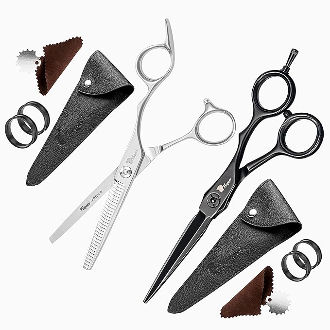 Fagaci Hair Thinning Scissors 6" with 440C Steel, Extreme Sharpness & Precise Cuts Texturizing Shears, Professional Hair Scissors, Barber Scissors Set, Slim Blades Texturizing Scissors