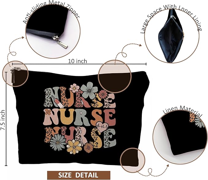 Nurse Makeup Bags - Cosmetic Bags With Zipper for Women & Student Nurses