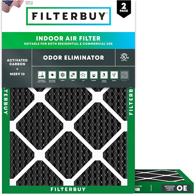 Filterbuy 15x20x1 Air Filter MERV 10 Odor & Allergy Defense by Filterbuy