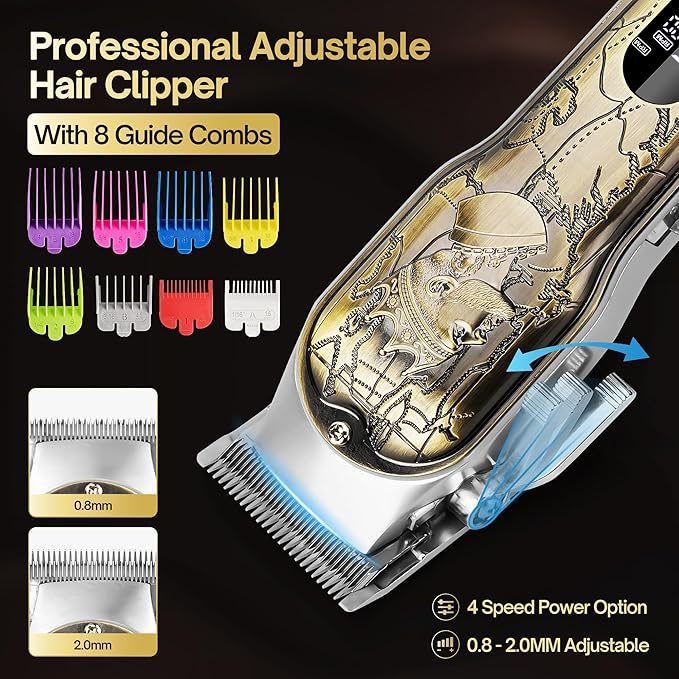 Professional Hair Clippers for Men Clippers and Trimmers Set, Cordless Hair Clippers, Haircutting Machine with Led Display for Barber Mens Grooming Kit
