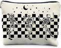 Funny Gothic Skeleton Makeup Bag - Halloween & Witchy Pouch for Women - Dark Academia & Horror Design (White)