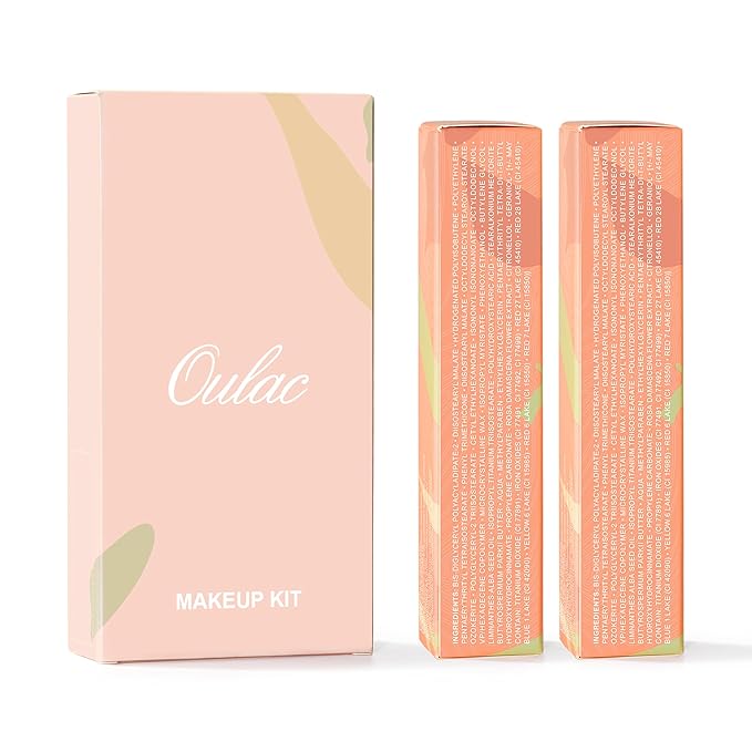 Oulac Moisturizing Shine Lipstick For Women Christmas Set 2PCS, 2 in 1 Tinted Lip Balm for Winter, Hydrated Juicy and Glossy Lip Color for Dry, Cracked and Chapped Lips, Vegan [04+12]