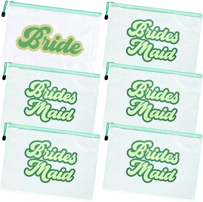 SOIDRAM 6PCS Bridesmaid Makeup Bag Clear Zippered Bag Bridesmaid Proposal Gifts Cosmetic Pouch for Wedding Party Favors Bachelorette Party Decorations Toiletry Organizer Bag Cosmetic Case Gift