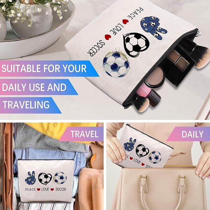 Soccer Cosmetic Bag for Women - Coach & Team Gifts for Soccer Lovers & Fans