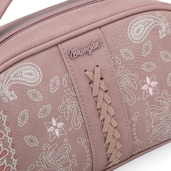 Montana West Wrangler Makeup Bag for Women Small Cosmetic Toiletry Bags Western Paisley Make Up Pouch Durable Cute Travel Purse, Pink