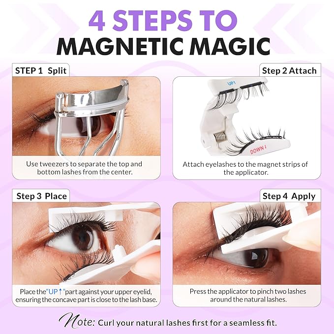 Bepholan Soft Magnetic Lashes with Applicator,No Glue Needed Reusable Magnetic Eyelashes Natural Look Easy to Wear and Remove Waterproof Cruelty-free False Eyelashes（RC01）