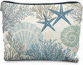 Ocean Starfish Coral Seashell Beach Makeup Bag, Marine Life Sea Animals Cosmetic Bags for Women, Beach Vacation Gifts, Ocean Themed Gifts