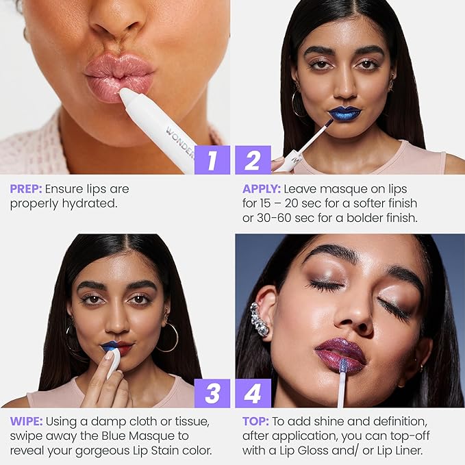 Wonderskin Wonder Blading Lip Stain Peel Off Masque, 2 Pack - Long Lasting, Waterproof & Transfer Proof Matte Brown Lip Tint Stain (Hush Masque)