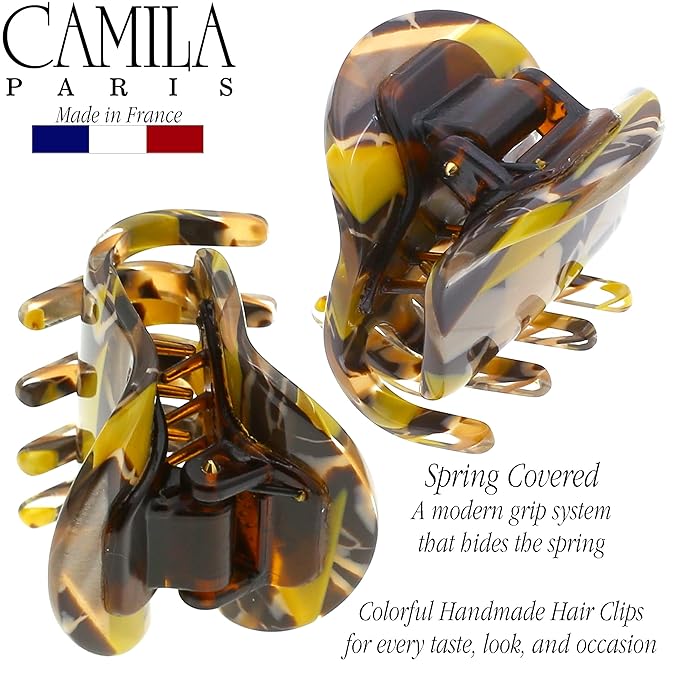 Camila Paris CP3273 French Hair Clip for Women, Small Handmade Mustard, Girls Hair Claw Clips Jaw Fashion Durable and Styling Hair Accessories for Women, Strong Hold No Slip Grip, Made in France