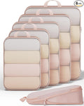 Veken 6/9/11 Set Compression Packing Cubes for Travel Essentials,Compressible Expandable Large Luggage Suitcase Organizer Bags for Clothing,Durable Space Saver Storage Bags(Beige)