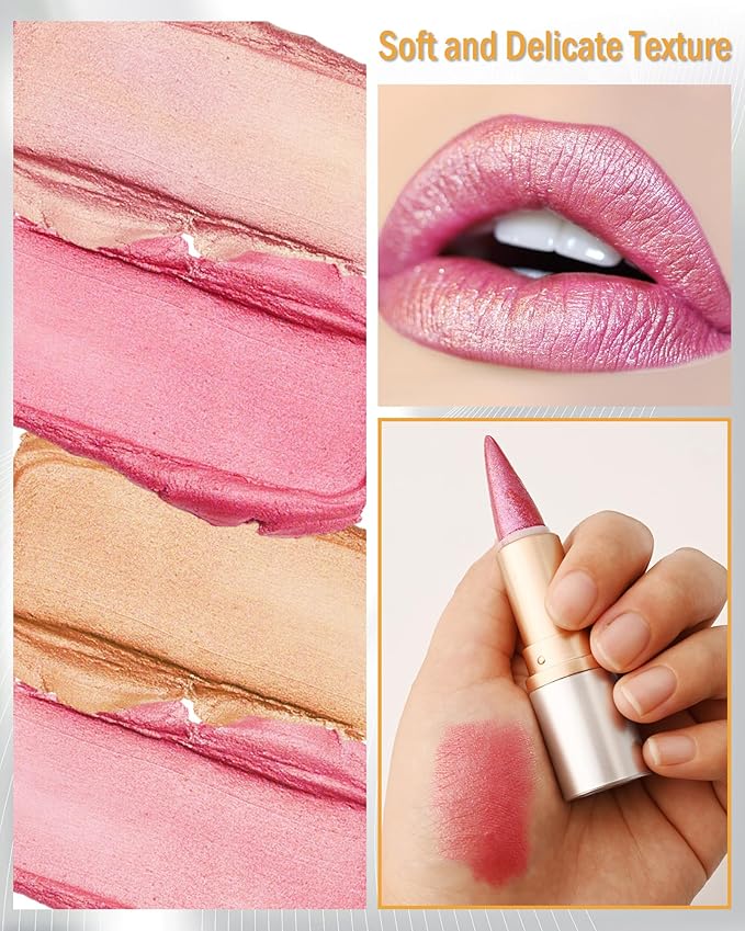 Red Glitter Lipstick Lip Liner,Shimmer Metallic Matte Long-Lasting Waterproof Non-stick Lip Stain Tint,High Pigmented Lip Gloss Full Coverage lipcolor Pen,Christmas Makeup Gift for Women-06