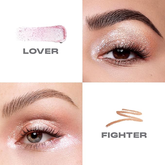 Morphe Mixed Signals Dual-Ended Eyeshadow Stick - Cream Eyeshadow Pigment & Chrome Liquid Flakes for Bold, Layered Eye Makeup Looks - Lover/Fighter (0.96 oz)