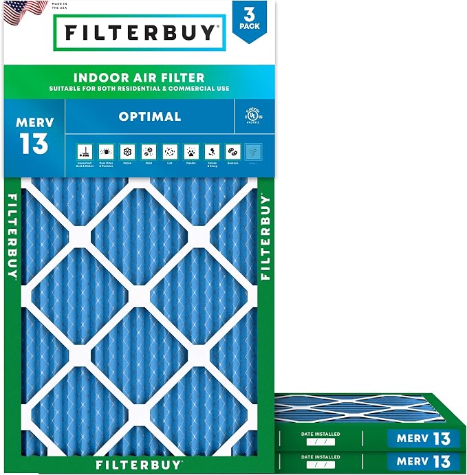 Filterbuy 8x24x1 Air Filter MERV 13 Optimal Smoke & Allergy Defense, by Filterbuy