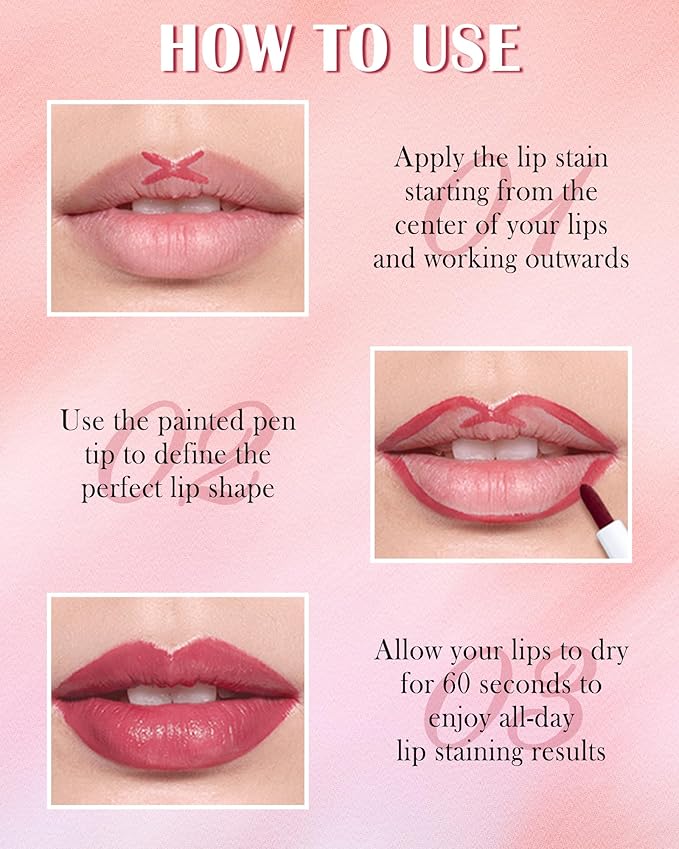 Lip Stain Makeup Pen-Hydrating Lip Tint Stain Lip Liner Tattoo Pencil,Matte Color Look,Longlasting Waterproof Lipstain Lipgloss,Precise Chisel Tip Smooth,Christmas Makeup Gift for Women-02+04+05