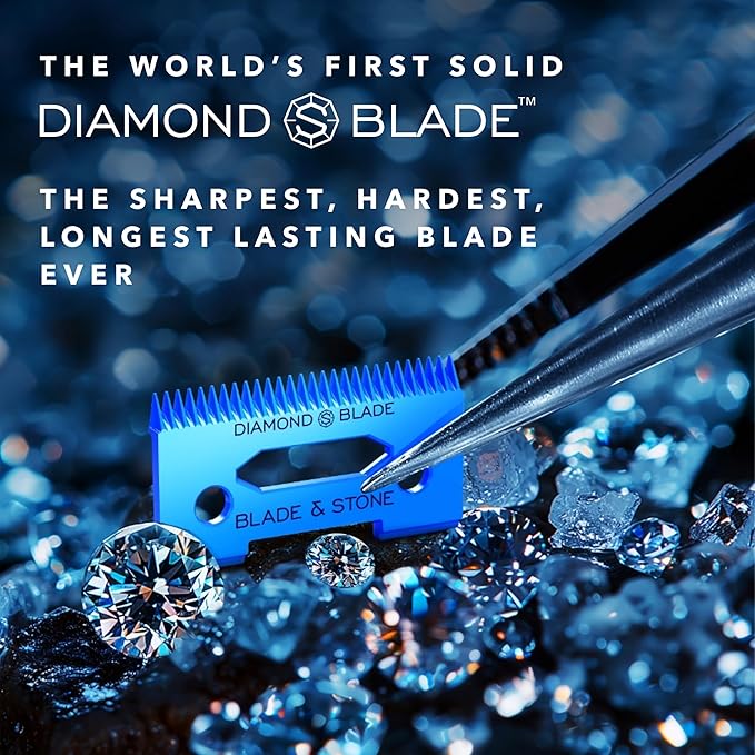 Blade & Stone™ Professional Barber Hair Clippers for Men PC801 Clipper | Diamond-S™ Blade | Micro-Gap Tech | Professional 7200 RPM Digital Motor, All-Metal, Cordless Clippers - Big Blue