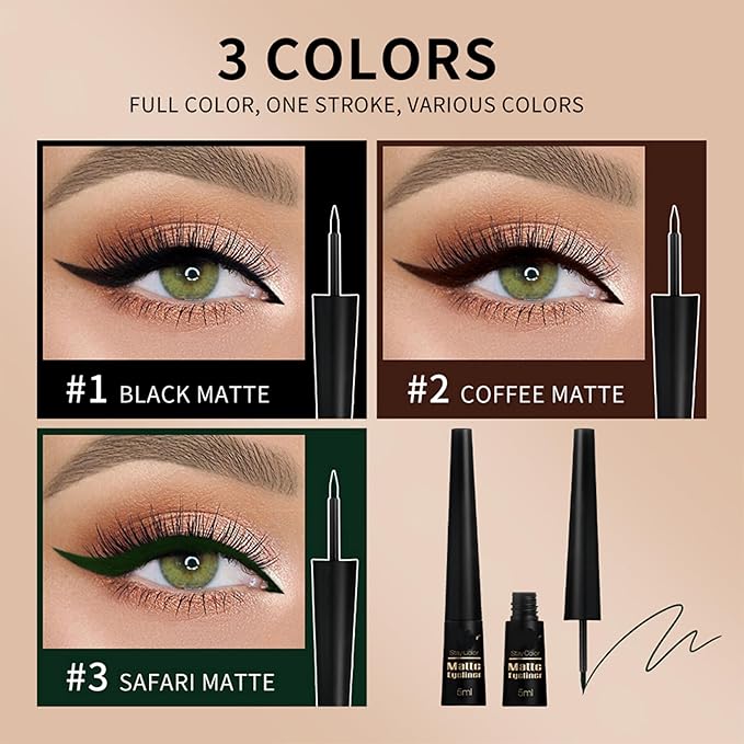 MAEPEOR Ultra-Fine Liquid Eyeliner Light Brown High-Pigmented Matte Eyeliner Pen Stay All Day Makeup with Fine Brush Tip (L03 Safari Matte)