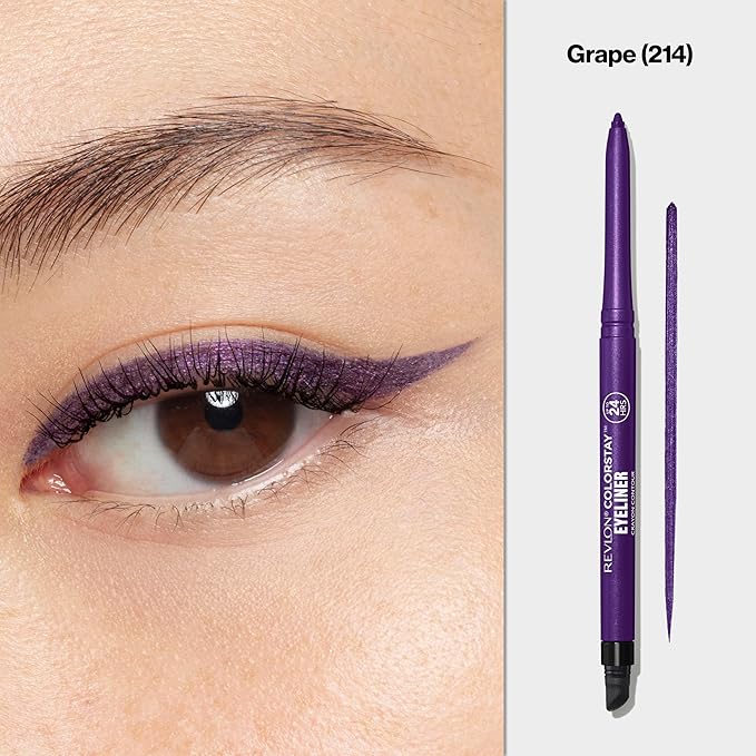 REVLON ColorStay Pencil Waterproof Eyeliner, Smudge-Proof, Eye Makeup with Built-In Sharpener, Stocking Stuffer for Women, 214 Grape, 0.01 oz