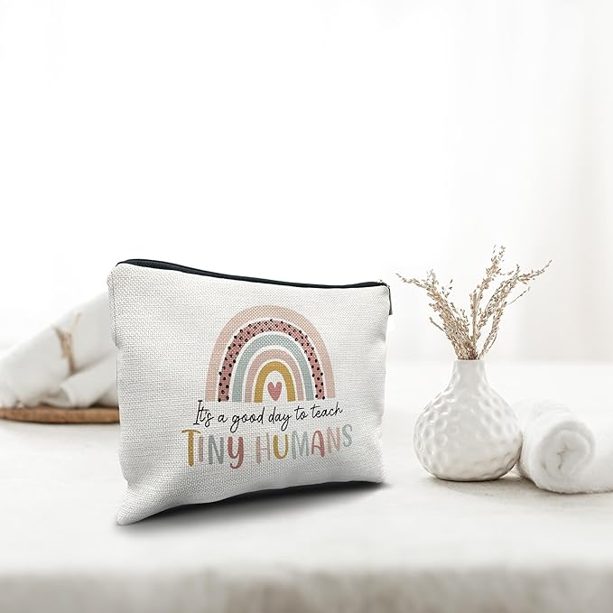 Nogrit Teacher Appreciation Gifts Makeup Cosmetic Bag,It's a Good Day to Teach Tiny Humans Teacher Makeup Travel Toiletry Bag,Back to School Gifts for Teachers,Thank You Gifts for Teachers