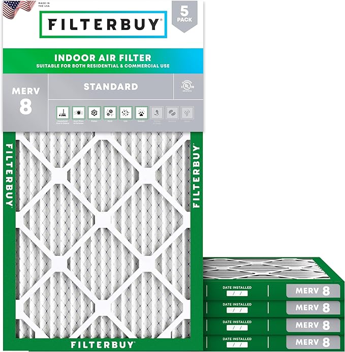 Filterbuy 10x20x1 Air Filter MERV 8 Essential Dust & Allergy Defense, by Filterbuy