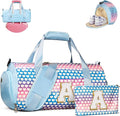 Christmas Gifts for Grandkids, Girls Travel Duffel Bag, Kids Initial Overnight Bags with Shoe Compartment, Initial Duffle Bag with Makeup Pouch, Teen Girl Trendy Stuff (Letter A)