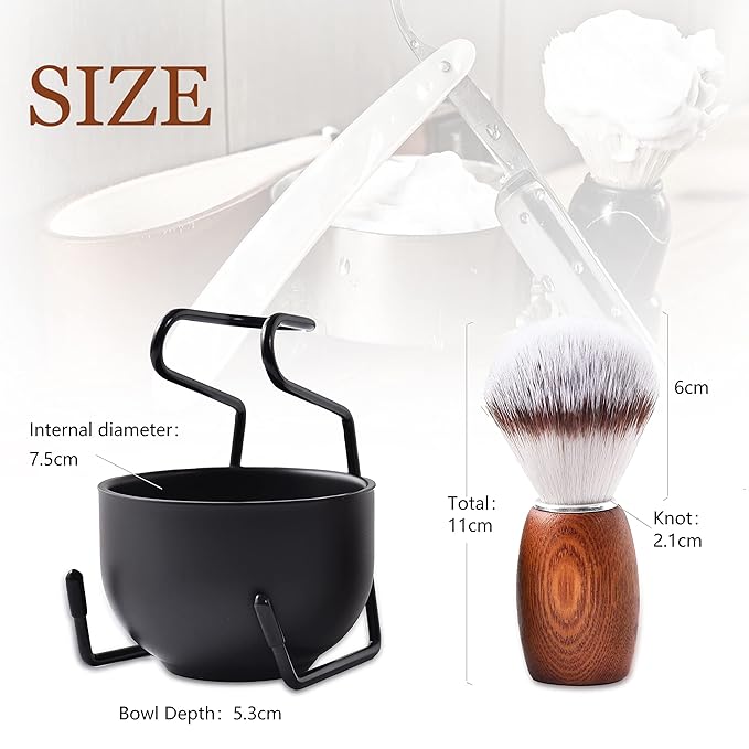 Shaving Brush Set for Men, 3pcs Shaving Set Includes Shaving Brush Shaving Bowl and Brush Stand