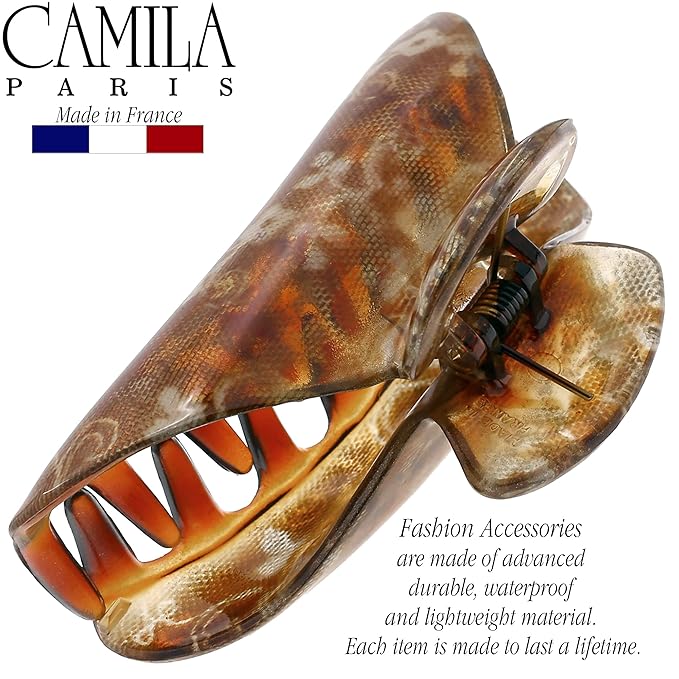 Camila Paris CP3423 French Hair Clip for Women Thick Hair for Long Curly Wavy Hair, Girls Hair Claw Clips Jaw, Durable Styling Big Claw Clip for Thick Hair, Strong Hold No Slip Grip, Made in France