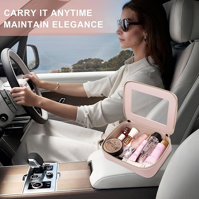 Pinkmik Clear Makeup Bag with Brush Bag 3pcs Waterproof Travel Case for Cosmetics and Toiletries Women's Makeup Organizer with Zipper (Pink, L+M+SLIM)