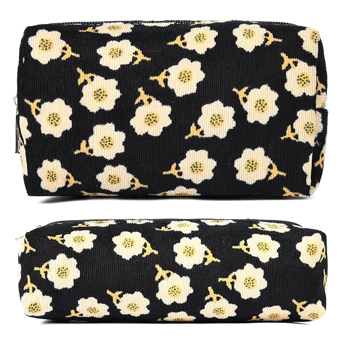 SOIDRAM Floral Cosmetic Bag - Large Capacity Makeup Bag and Brush Storage Travel Organizer