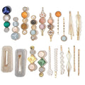 Mehayi 20 PCS Macaron Pearls and Acrylic Resin Hair Clips, Handmade Cute Hair Barrettes Bobby Pins, Glitter Crystal Geometric Hairpin, Elegant Gold Hair Accessories, Gifts for Women Girls…