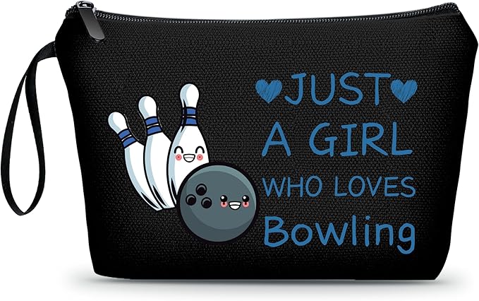 Bowling Gifts for Women,Funny Bowling Gifts,Just A Girl Who Loves Bowling,Small Cosmetic Makeup Bag,Birthday Gifts for Women Her Bff Bestie Best Friend Sister,Bowling Accessories