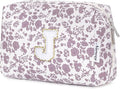 Narwey Birthday Gifts for Teen Girls Kids Women Personalized Initial Floral Makeup Bag Cute Cosmetic Trendy Stuff 6 8 10 11 12 13 14 16 18 Years Old Travel Toiletry Bag (Little Dusty Pink Flower J)