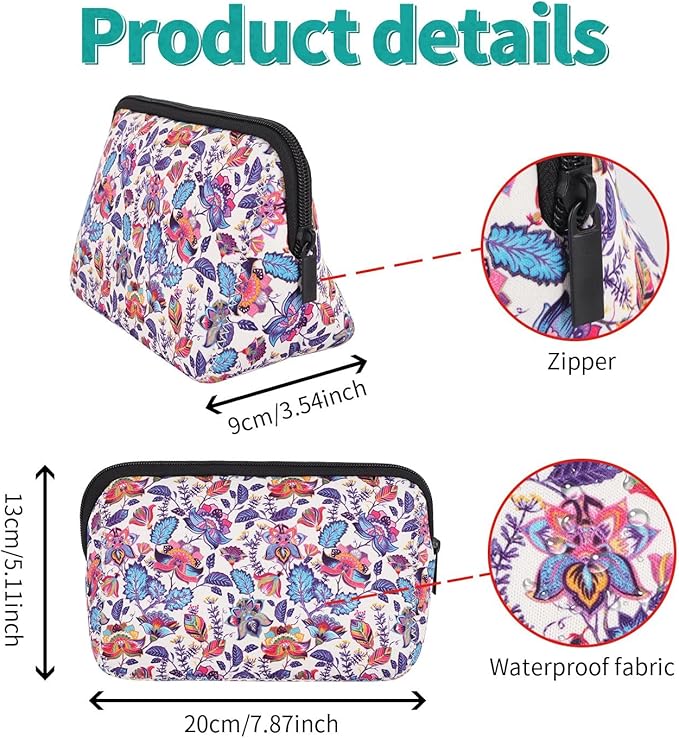 Cosmetic Bag Waterproof Neoprene Zipper Pouch Travel Portable Toiletry Makeup Bags Organizer Case for Women and Girls