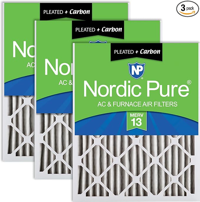 Nordic Pure 20x20x2 Pleated Air Filters MERV 13 Plus Carbon 3 Pack by NordicPure